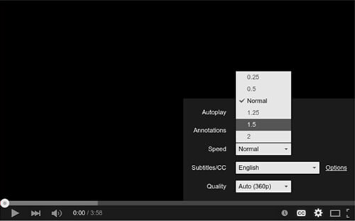Settings to Speed up Youtube Videos