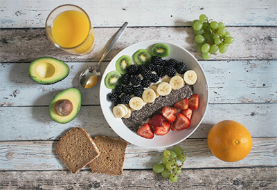 Healthy eating - fruit salad and toast