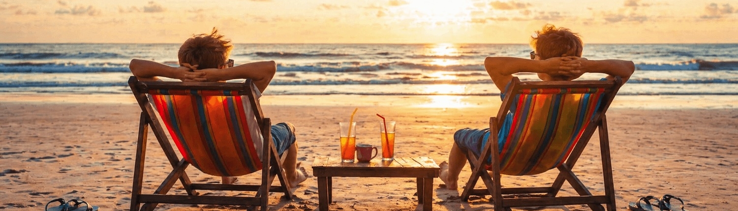 Easy Online Biz Solutions deck chairs on beach