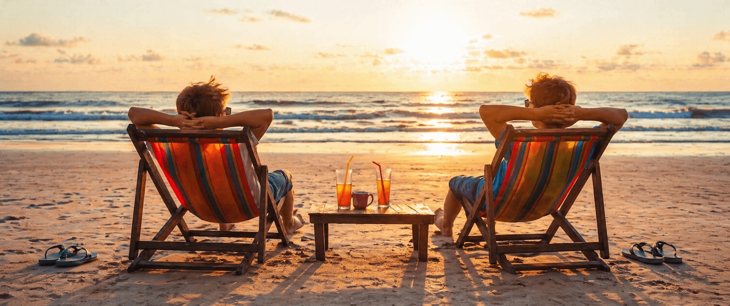 Easy Online Biz Solutions deck chairs on beach